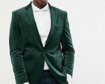 Men Green Smoking Jackets Blazer Elegant Luxury Stylish Designer Party Wear Coat