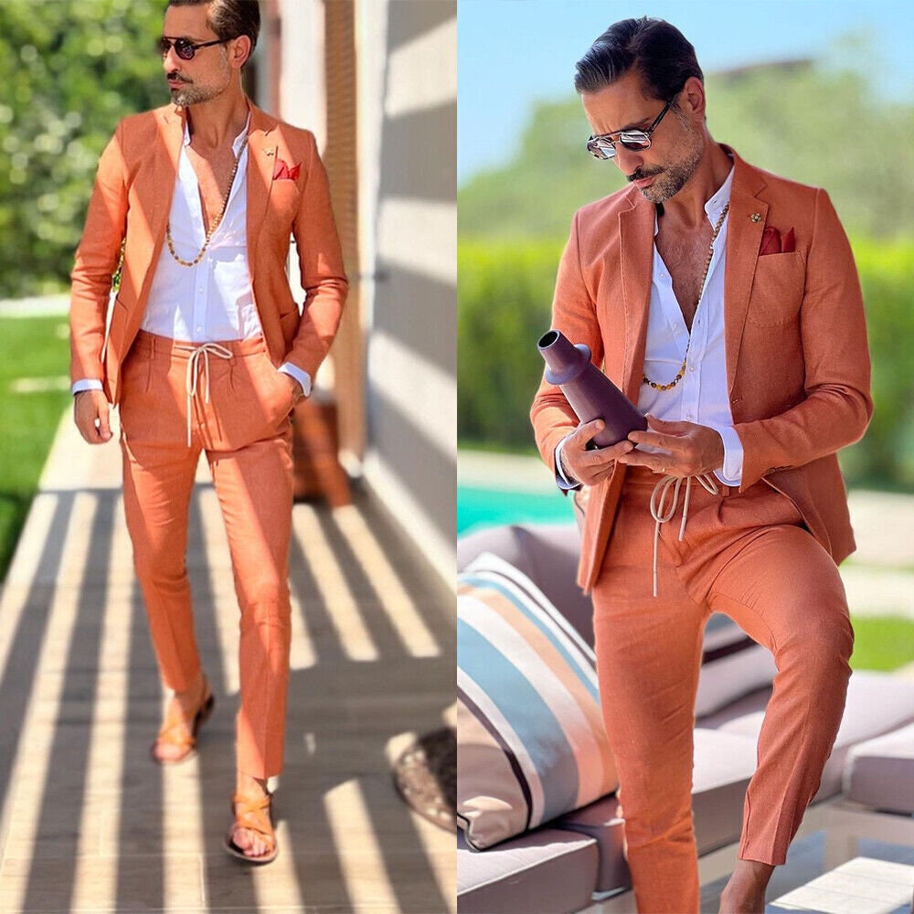 Men's Orange Fashion Formal Slim Fit Suit Two Piece Dinner Wear Suits -  Etsy | Prom suits, Wedding suits men, Wedding suits