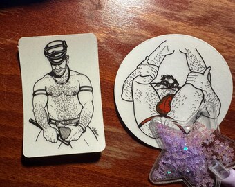 Pegatina de vinilo transparente de 7,6 cm (3") con la frase "Dominante y Sub" / Pegatinas NSFW / Edición limitada / Pegatina BDSM gay