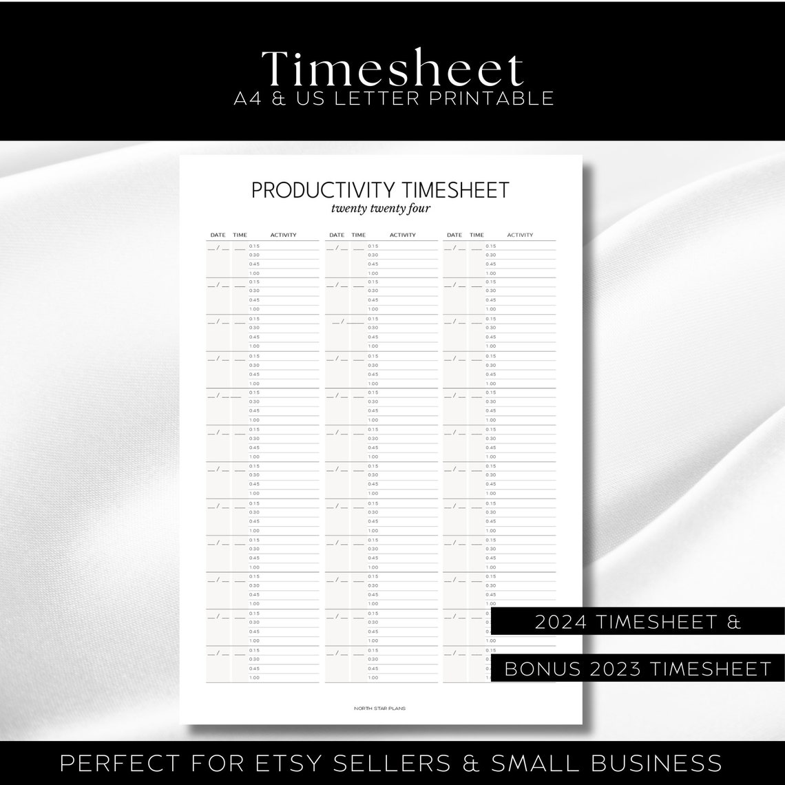 2024 Timesheet 2024 Etsy Seller Timesheet Side Hustle Timesheet 2024