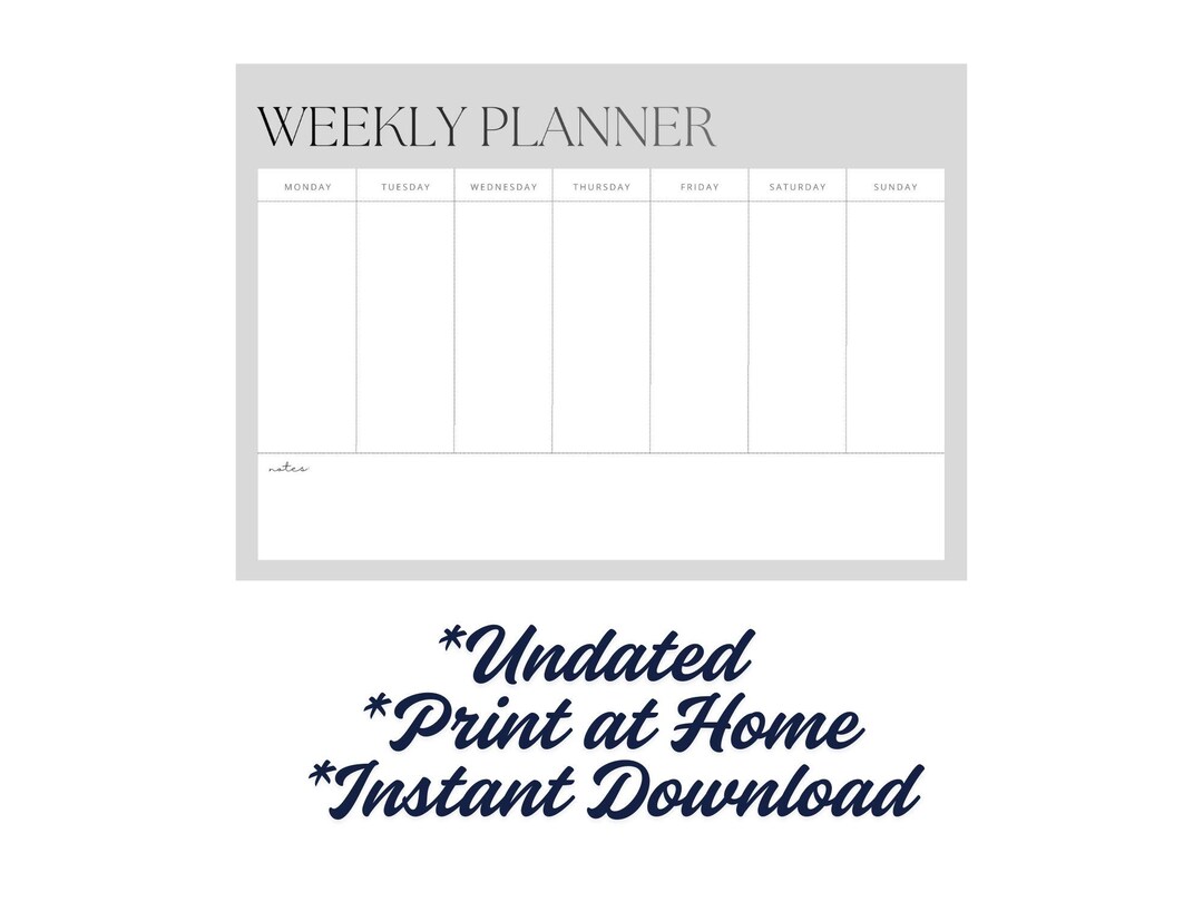 Weekly Planner Printable | Minimal & Aesthetic Weekly Planner | Undated ...