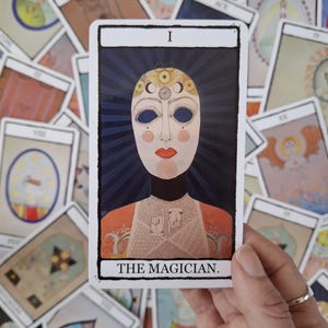 Unique Hand Drawn Tarot Deck, Complete 78 Card Set with Organic Cotton Bag.