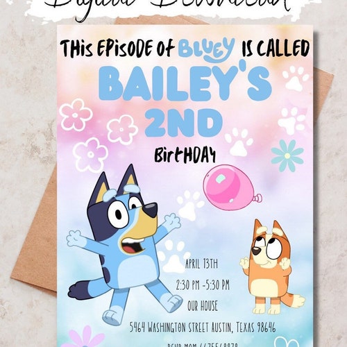 Bluey Party Invitation Canva Digital Download Birthday Party - Etsy UK