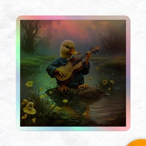 Ducky de música amarilla holográfica Pegatina