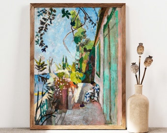 Impresión de Henri Matisse, La terraza, arte de St. Tropez, impresión tropical, arte de la pared de la galería, decoración de la pared francesa, impresión de arte Matise, arte IMPRIMIBLE