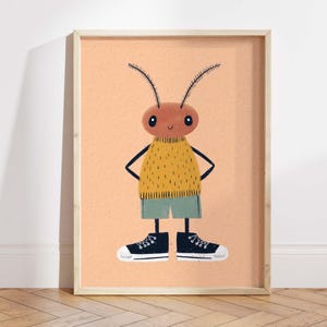 Arte de parede para impressão de formigas, pôster infantil de inseto fofo de tênis, impressão para berçário de insetos, download digital de decoração de insetos, arte de parede para impressão
