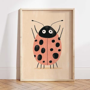 Ladybug Nursery Wall Art Printable, Kids Insect Decor, Cute Ladybird Print for Playroom or Baby Room, Printable Art
