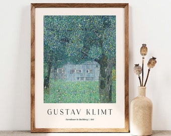 Gustav Klimt Print, Bauernhaus in Buchberg, Landschaft Poster, Obstbäume Jugendstil, Zweige Poster, PRINTABLE Art Digital Print