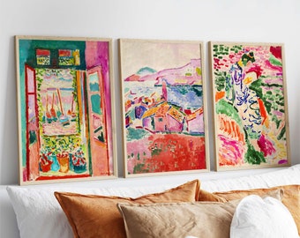 Matisse Print set van 3, Matisse Wall Art, Tentoonstellingskunst, Mid Century Wall Art, Landschapskunst, Hoge kwaliteit afdrukbare poster, digitale print