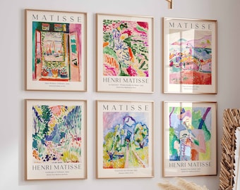 Matisse Print set Of 6, Matisse Wall Art, Exhibition Art, Mid Century Wall Art, Landscape Art, Affiche imprimable de haute qualité, Impression numérique