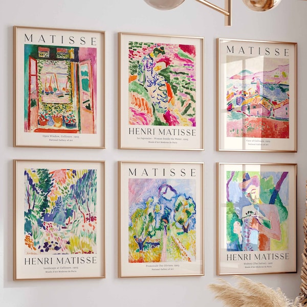 Matisse Print 6er Set, Matisse Wandkunst, Ausstellungskunst, Mid Century Wandkunst, Landschaftskunst, hochwertiges druckbares Poster, Digitaldruck