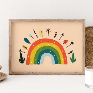 Rainbow Nursery Wall Art Printable, Colorful Kids Room Decor, Boho Baby Rainbow Print, Playroom Digital Download, Printable Art