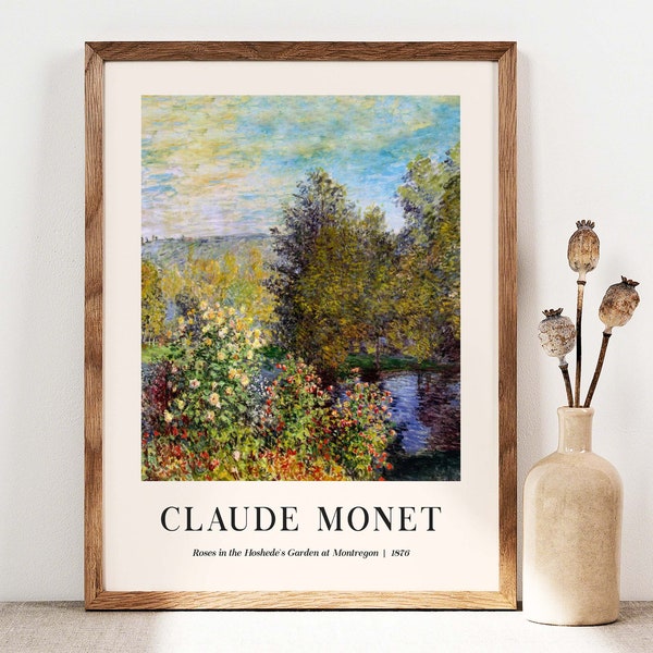 Claude Monet Art Print, Roses Garden, Flowers Art, Wildflowers Home Decor, French Country Wall Decor, Cottage Print, Botanical PRINTABLE