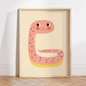 Snake Nursery Wall Art Printable, Cute Reptile Kids Decor, Baby Room Snake Print, Playroom Digital Download, Printable Art