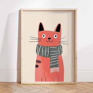 Cat Nursery Wall Art Printable, Cute Animal Kids Room Decor, Playroom Digital Download, Baby Room Poster, Printable Art