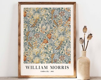 William Morris Wall Art Print, Golden Lily Museum Exhibition Art Posters, Art Nouveau Prints, Botanical Wall Art, Gallery Wall Printable