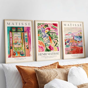 Matisse Print zestaw 3, Matisse Wall Art, sztuka wystawowa, sztuka ścienna z połowy wieku, sztuka krajobrazu, wysokiej jakości plakat do druku, druk cyfrowy