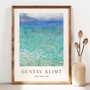 Gustav Klimt Print, On Lake Attersee Art, Affiche de paysage, Impression nautique Art Nouveau, Affiche du lac, Sea Beach PRINTABLE Art Digital Print