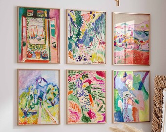 Matisse Print set Of 6, Matisse Wall Art, Exhibition Art, Mid Century Wall Art, Landscape Art, Affiche imprimable de haute qualité, Impression numérique