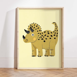 Triceratops Nursery Wall Art Printable, Dinosaur Kids Room Decor, Baby Dino Poster, Playroom Triceratops Art, Digital Download