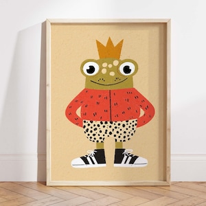 Frog Prince Wall Art Printable, Kids Room Frog Poster, Cool Frog Nursery Prince Decor, Instant Download, Printable Art