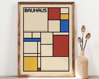 Bauhaus Printable Exhibition Poster, Geometric Print, Mid Century Modern Prints, Minimalist Wall Art, Retro Art Print, Digital PRINTABLE