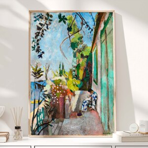 Henri Matisse print, het terras, St. Tropez kunst, tropische print, galerie kunst aan de muur, Franse wand decor, Matise Art Print, afdrukbare kunst afbeelding 5