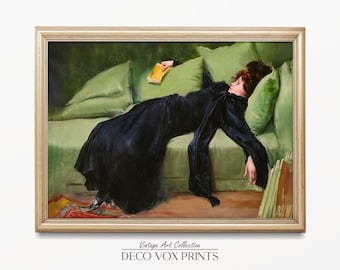 Decadent young woman, After the dance 1899, Ramon Casas - Painting Female Portrait Vintage Print Wall Décor Book, Digital Printable