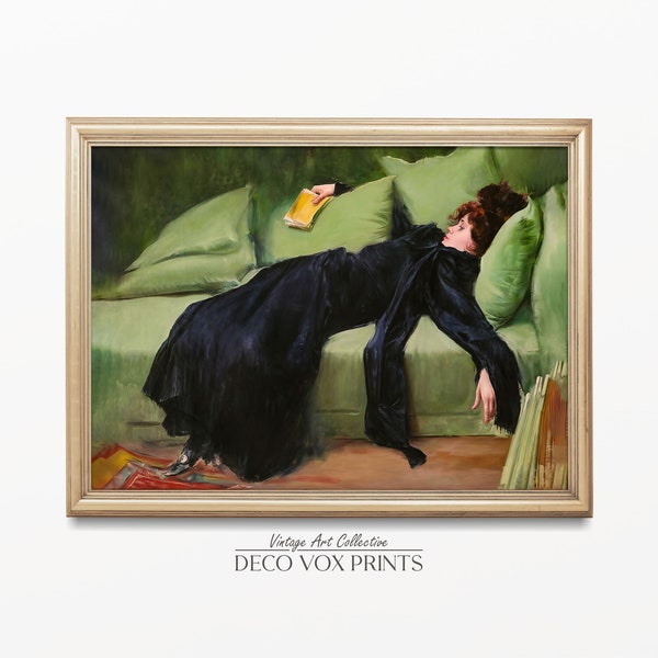 Decadent young woman, After the dance 1899, Ramon Casas - Painting Female Portrait Vintage Print Wall Décor Book, Digital Printable