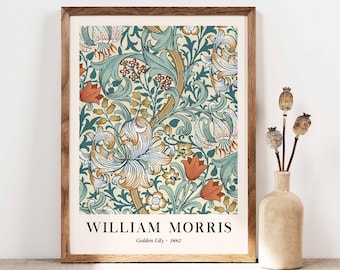 William Morris Wall Art Print, Golden Lily Museum Exhibition Art Posters, Art Nouveau Prints, Botanical Wall Art, Gallery Wall Printable