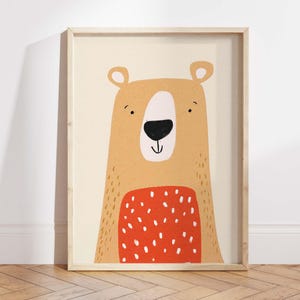 Bear Nursery Wall Art Printable, Bear Kids Room Decor, Playroom Animal Print, Baby Room Digital Download, Printable Art
