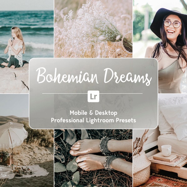 10 Bohemian Dreams Presets für Lightroom Mobile & Desktop, Professionell, Natürlich, Lifestyle, Ästhetisch, Minimal, Instagram Filter