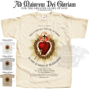 The Most SACRED HEART of Jesus V2 T SHIRT Catholic Tee All Sizes S-5XL Natural Vintage Beige White