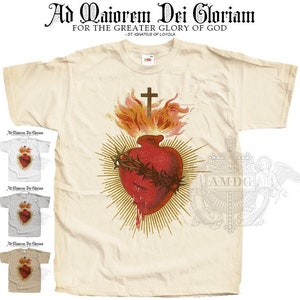 The Most SACRED HEART of Jesus V1 T SHIRT Catholic Tee All Sizes S-5XL Natural Vintage Beige White