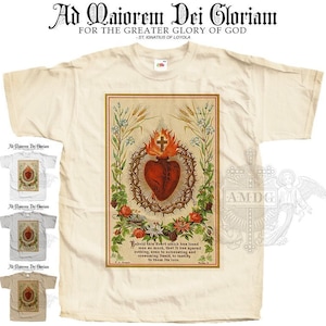 The Most SACRED HEART of Jesus V4 T SHIRT Catholic Tee All Sizes S-5XL Natural Vintage Beige White