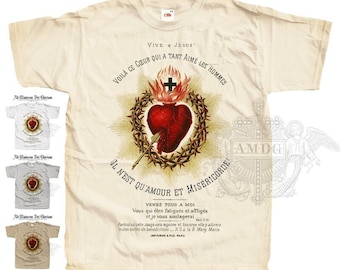 The Most SACRED HEART of Jesus V2 T SHIRT Catholic Tee All Sizes S-5XL Natural Vintage Beige White