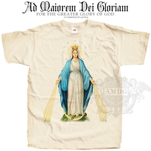 Blessed Virgin Mary V1 T SHIRT Catholic Tee All Sizes S-5XL Natural Vintage Beige
