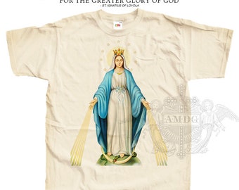 Blessed Virgin Mary V1 T SHIRT Catholic Tee All Sizes S-5XL Natural Vintage Beige