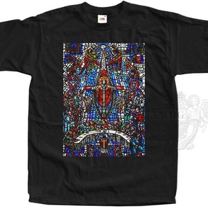Communion with Jesus God and Holy Spirit T-SHIRT Stained Glass Collection Jesus Christ Black Tee Catholic Apparel All Sizes S-5XL