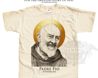 Saint Padre Pio of Pietrelcina V6 T SHIRT Catholic Tee All Sizes S-5XL Natural Vintage Black