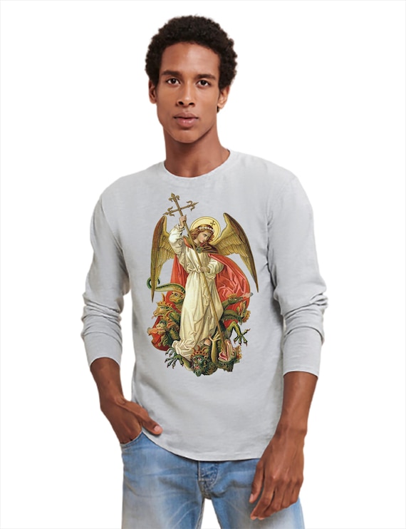 Saint Archangel Michael V46 Long Sleeve T SHIRT Catholic Tee