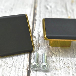 Artisno Gold Black Square Cabinet Drawer Knob/Cupboard Knob Wardrobe Hardware Knob (Pack of 1Pc.)