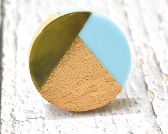 Perillas de cajón de resina, madera y latón ARTISNO: Tiradores únicos para gabinetes, perillas redondas de resina, tiradores para cajones, perillas para cajones, perillas para gabinetes (juego de 6)