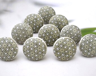 ARTISNO Ceramic Knobs for Cabinets - Set of 10 Grey and White Ceramic Knobs for Home Kitchen Cabinet Drawer Wardrobe and Dresser Pulls