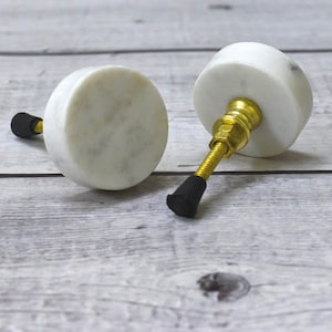 ARTISNO Round Marble Brass Knob | Pull Handle | Drawer Knob | Furniture Knob | Cabinet Knob | Kitchen Cabinet Pulls | Natural Stone , set-6