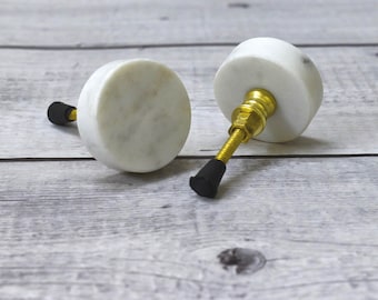 Tirador redondo de mármol y latón ARTISNO / Tirador para cajones / Tirador para muebles / Tirador para armarios / Tiradores para armarios de cocina / Piedra natural, juego de 6