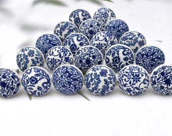ARTISNO Handmade Blue Set of 20 Ceramic Knobs for Kitchen Cabinets, Bathroom, Dresser, Drawers, Chest of Drawers