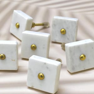 Marble Knob Drawer Brass Handle Cabinet Wardrobe Door Handle,Drawer Knobs Simple Cabinet Hardware for Cupboard Drawer Pulls.-set-6