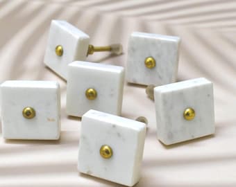 Marble Knob Drawer Brass Handle Cabinet Wardrobe Door Handle,Drawer Knobs Simple Cabinet Hardware for Cupboard Drawer Pulls.-set-6