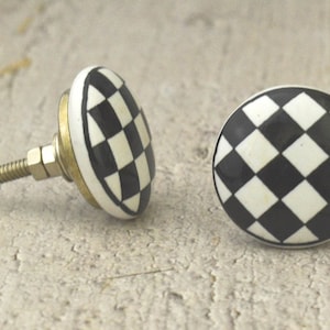 ARTISNO Black & White Ceramic Knobs Kitchen Cabinet Drawer Knobs Hardware Knobs Handmade Knobs Cabinet Knobs Ceramic Door Knobs. Set of 10